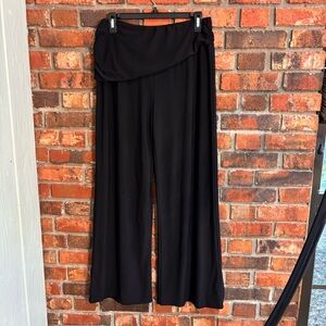 Marc Bouwer womens fold over waistband pull on wide leg pants black S